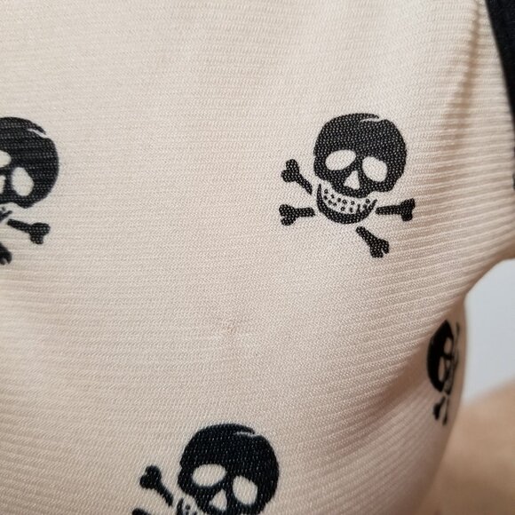 Julie's Closet top Medium skull crossbones punk semi sheer collared button up - Picture 8 of 11